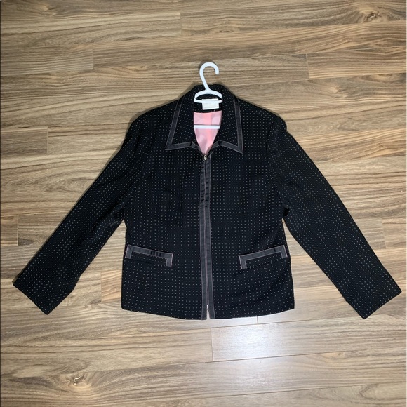 ❤️GORGEOUS BLAZER/JACKET❤️BLACK WITH PINK DOTS AND PINK SILK INNER LINING❤️SZ XL - Picture 3 of 12